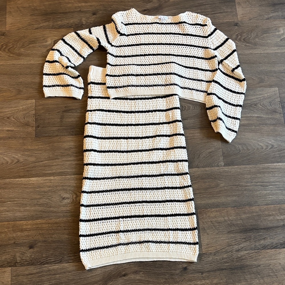 Striped Knit Sweater and Skirt Set